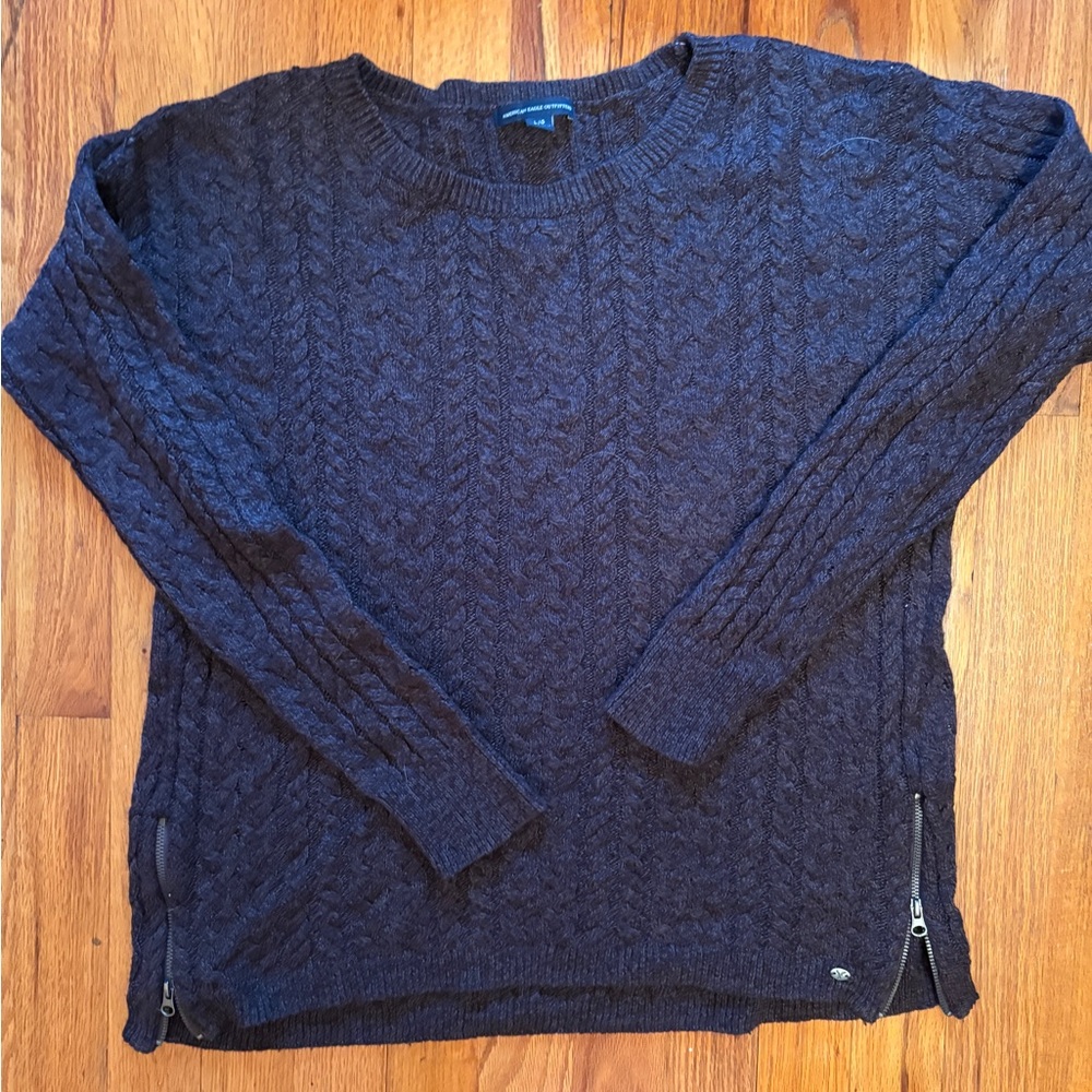 American Eagle Outfitters Eggplant Cable Knit Sweater